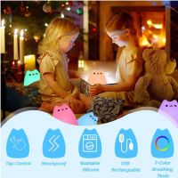 Lampara LED Gato de Silicona Colores
